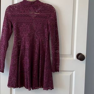 Free people long sleeved lace dress with slip